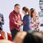 Américo Villarreal asiste con Sheinbaum a aniversario de la 4T