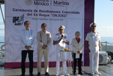 Marina hunde el buque Onjuku y refuerza arrecifes en Tamaulipas