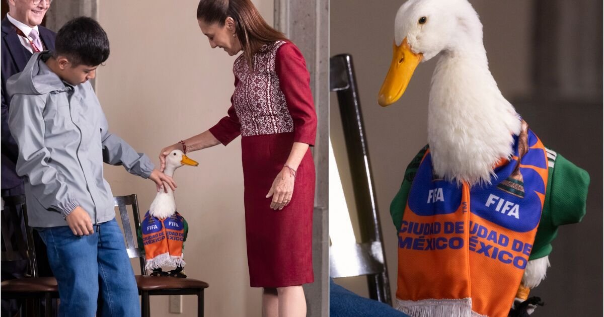 Merlín, el pato embajador de FIFA 2026, visita a Sheinbaum