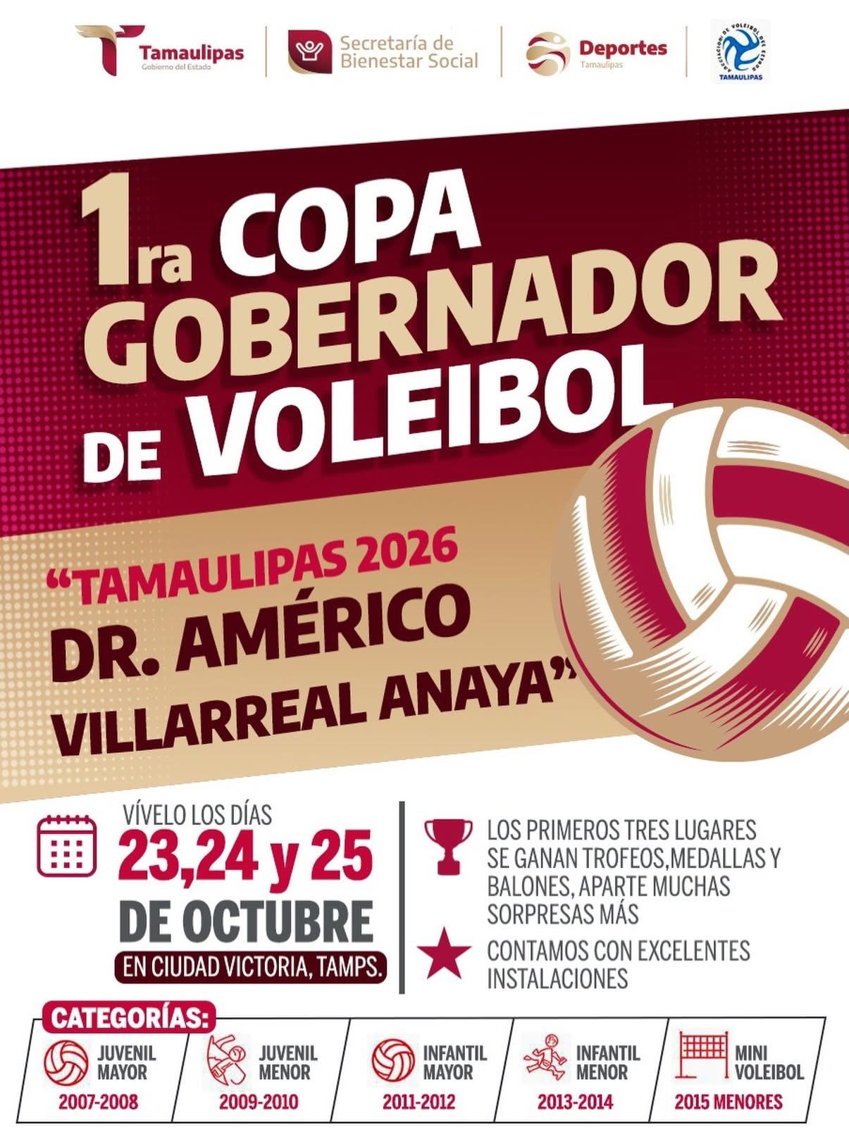 Ciudad Victoria albergará la Primera Copa Gobernador de Voleibol